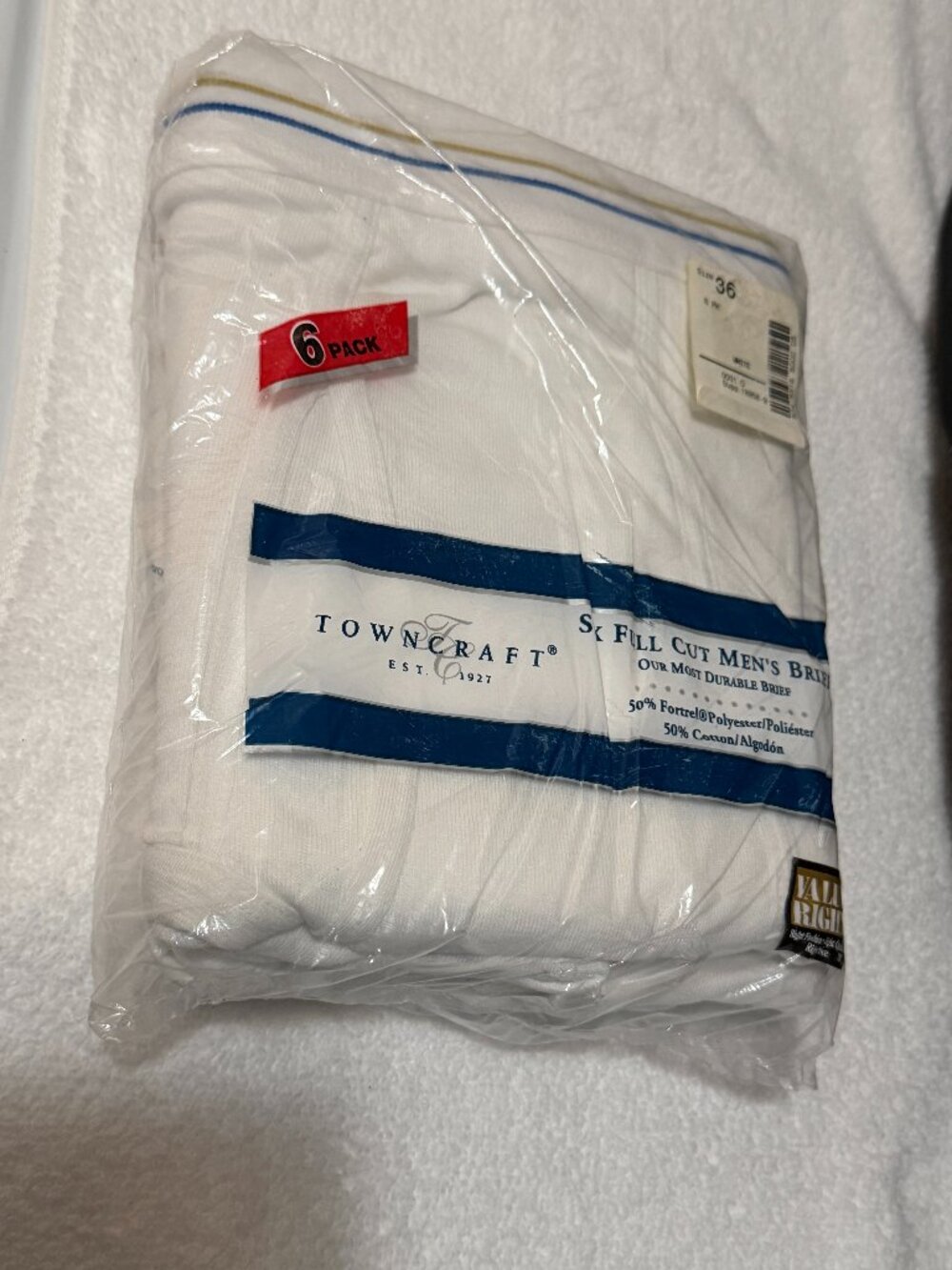 Vintage Towncraft Men’s Full Cut Briefs 6 Pack Size 36 NOS